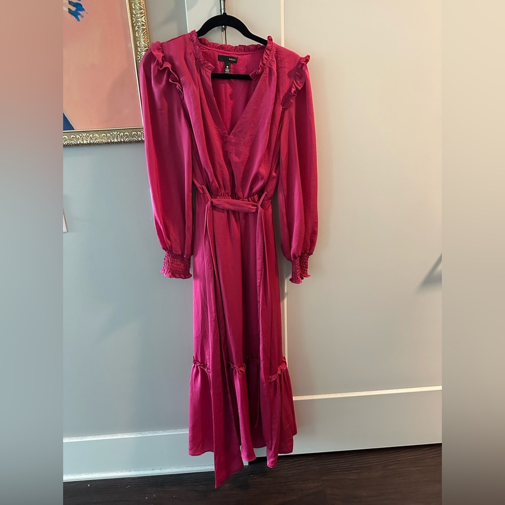 Aqua Fuchsia Long Sleeve Dress